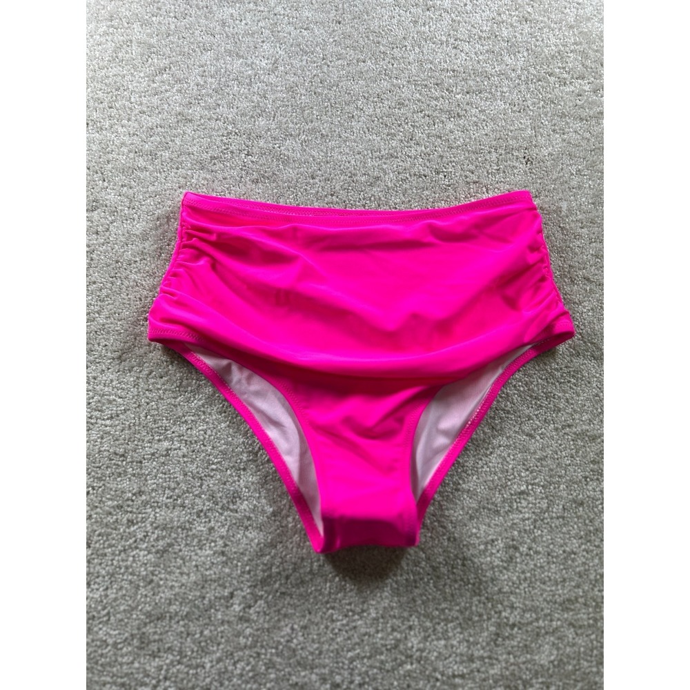 Women's Swimwear High Waisted Bikini Bottom‎ Pink Small Nylon Spandex
